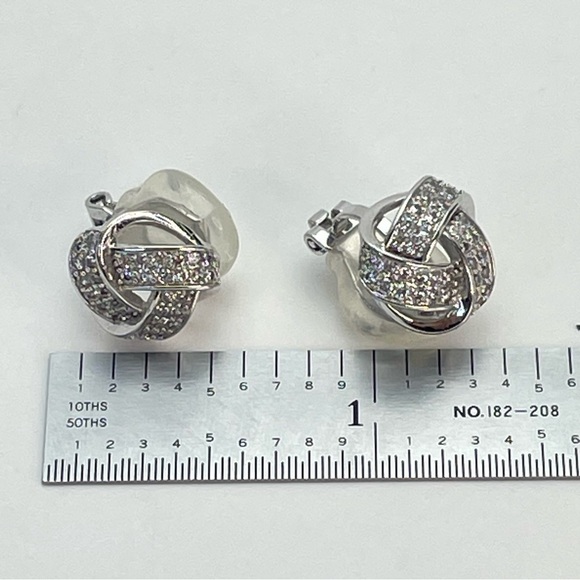 CRYSTAL Knot Clip On Earrings - Picture 10 of 10